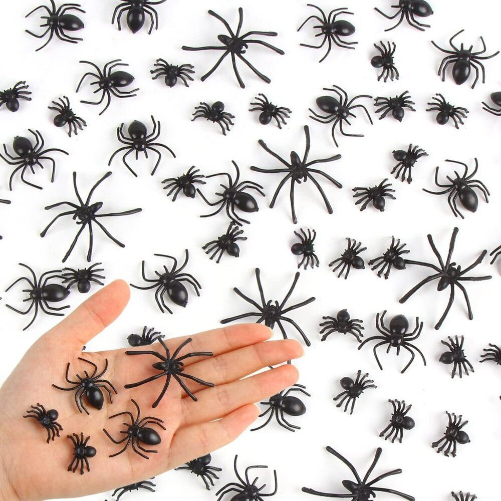 200 pcs Mini Realistic Spiders, Black Small Spiders Fake Plastic Spiders Prank P